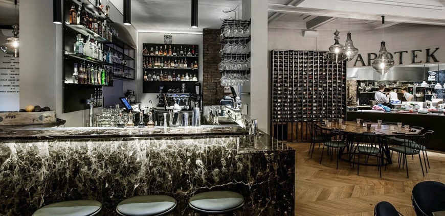 Inside Apotek restaurant